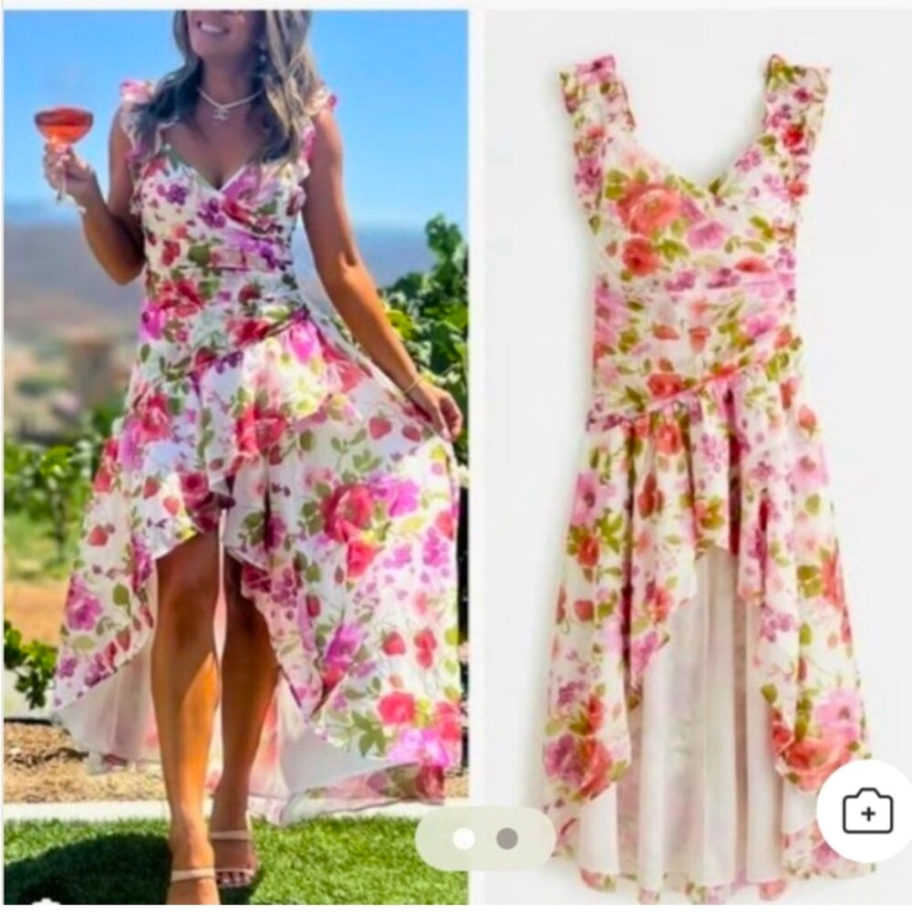 Abercrombie & Fitch Ruffle Strap High-Low Maxi Dress XXL Floral Summer Wedding